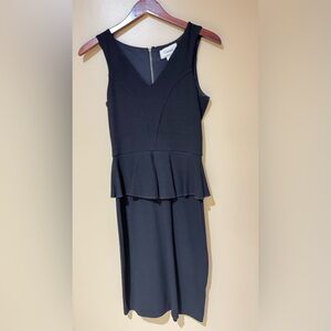 Sleeveless Black Peplum Midi Dress